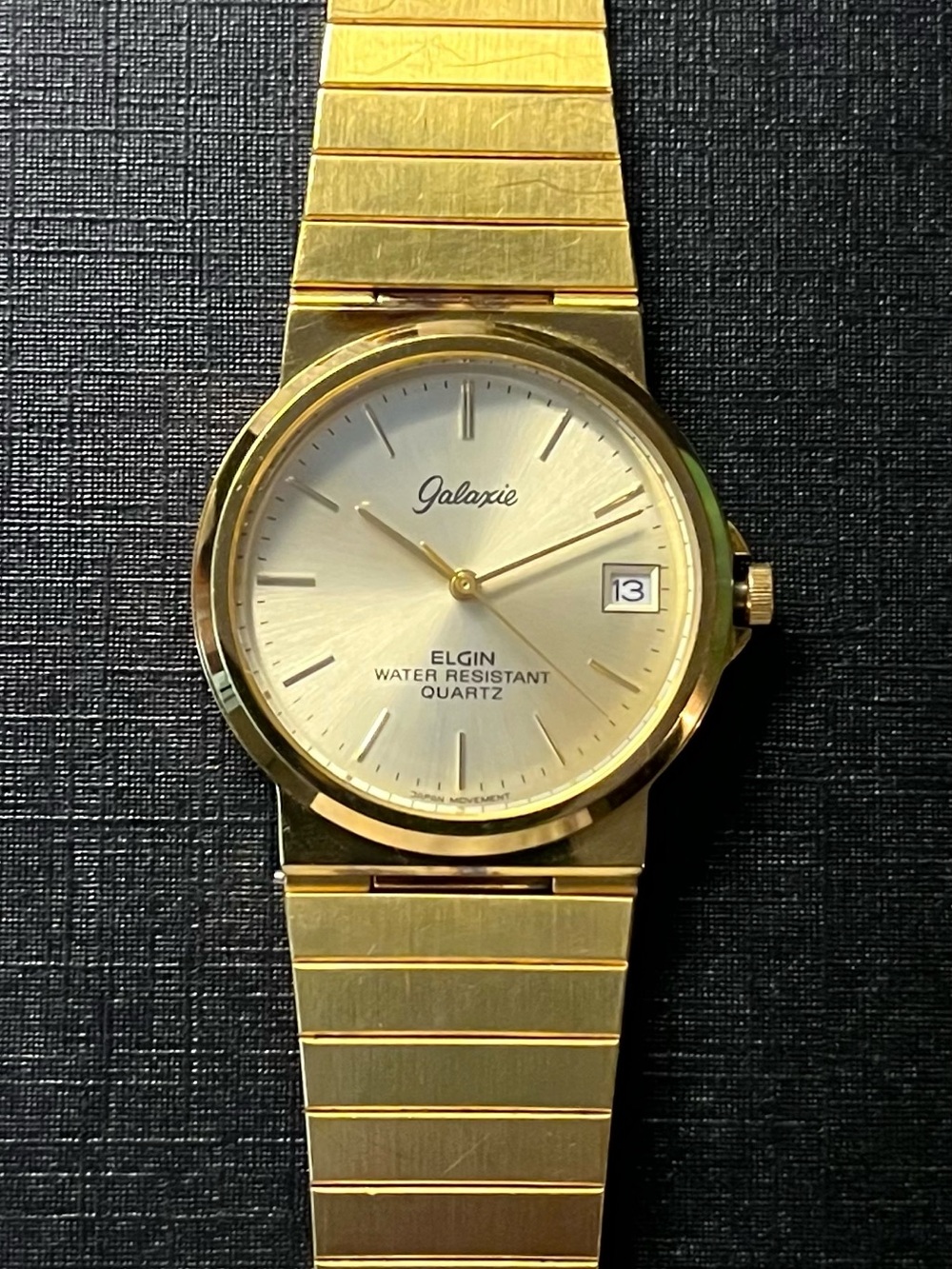 Women’s watch: Galaxie Gold-Tone Quartz Watch -by Elgin